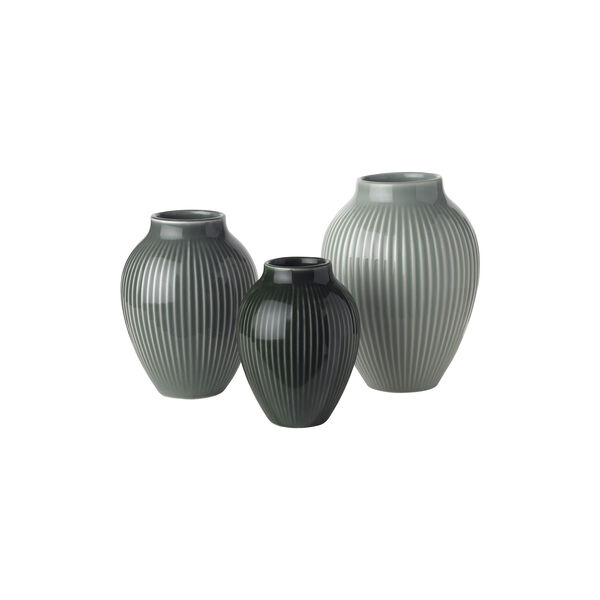 Knabstrup mini vase ripple 3 Stk., green, Knabstrup Keramik
