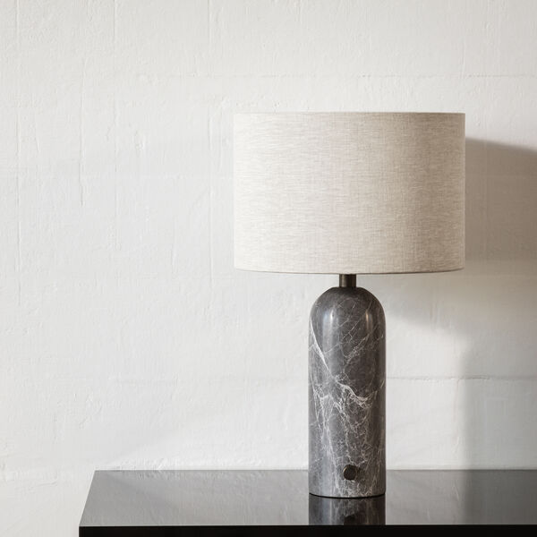 Gravity Table Lamp, grey marble/canvas, GUBI