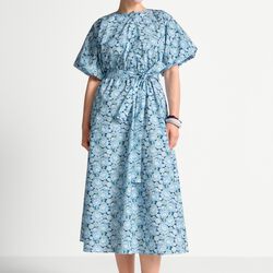 Printed Cotton Midi Dress, midnight blue, Rich & Royal