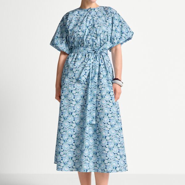 Printed Cotton Midi Dress, midnight blue, Rich & Royal