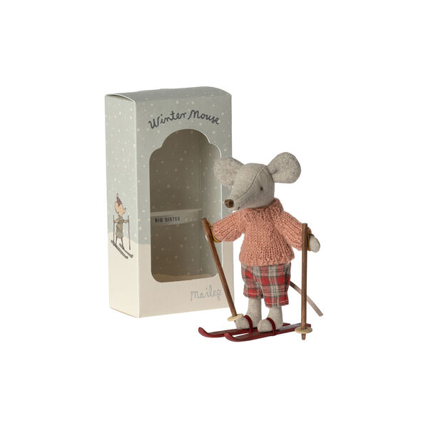 Vintermus med ski, storesøster, Maileg
