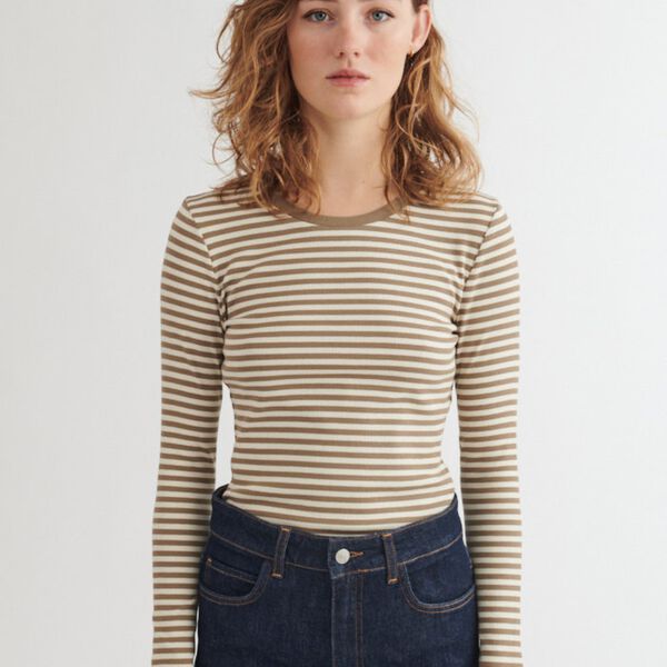 Ludmilla LS Tee, covert garden / birch, Basic Apparel