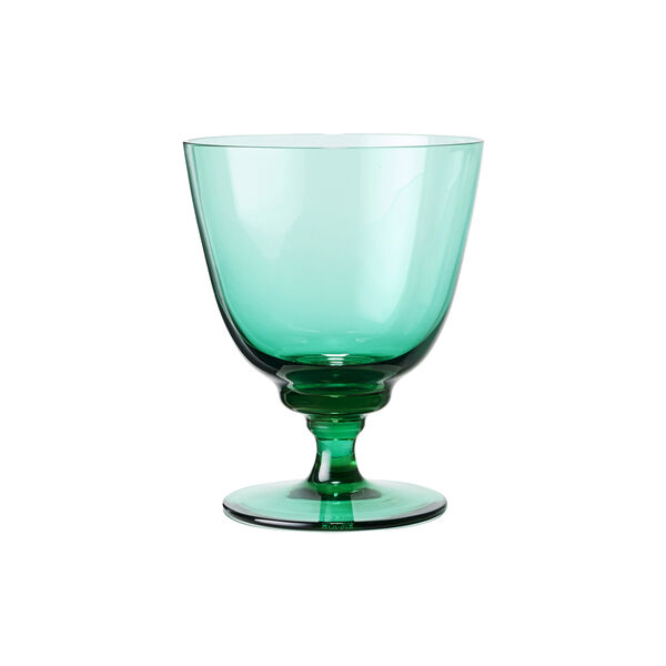 Flow glas på fod, emerald green, Holmegaard