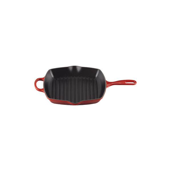 Signature st&oslash;bejern kvadratisk grillpande 26 cm, cerise, Le Creuset