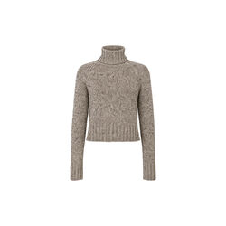 Sweater med h&oslash;j krave i Dixit, beige melange, ELISE GUG
