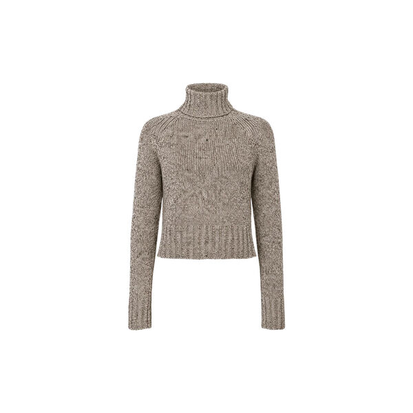 Sweater med h&oslash;j krave i Dixit, beige melange, ELISE GUG
