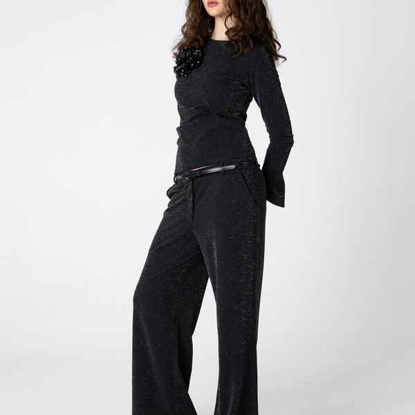 Lurex pants - Petra fit, black/ silver, Coster Copenhagen
