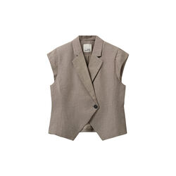 MAJSESW LINEN MIX CAP SLEEVE BLAZER, dark sand, Sofie Schnoor