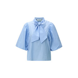 Cotton Striped Blouse with Removable Bow, skyway blue, Rich & Royal