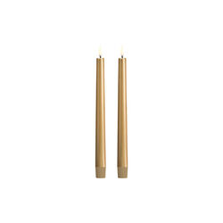 LED Smooth taper candle 2 stk. | H 25 | Gold finish, Uyuni Lighting