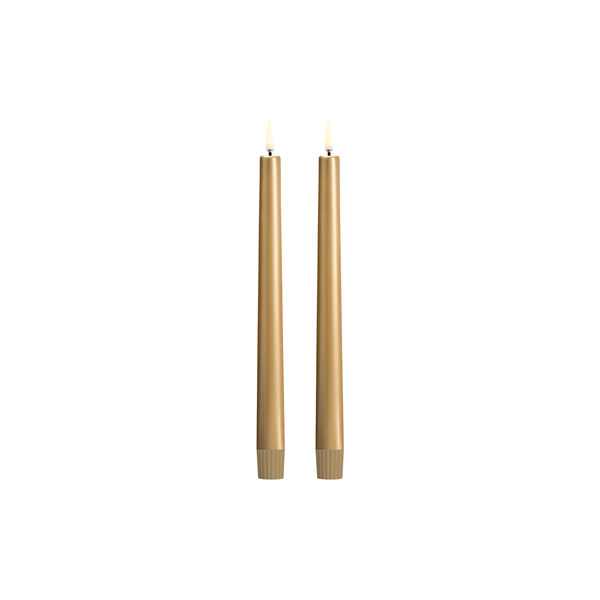 LED Smooth taper candle 2 stk. | H 25 | Gold finish, Uyuni Lighting