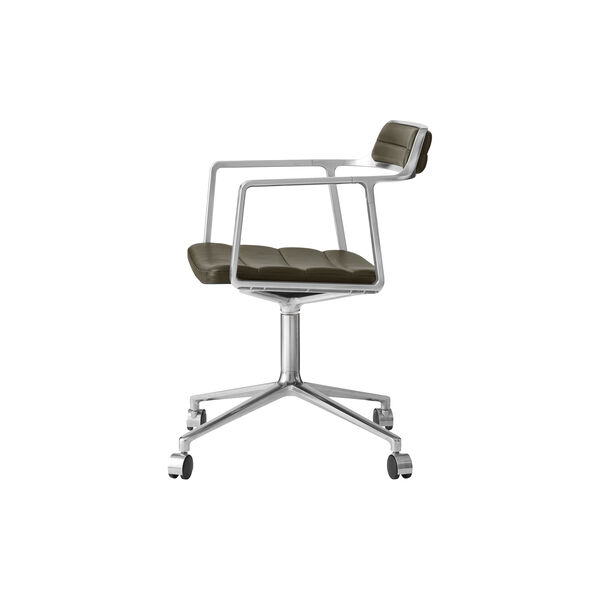 VIPP452 Swivel Chair with Castors, bosco green/polished aluminium, Vipp