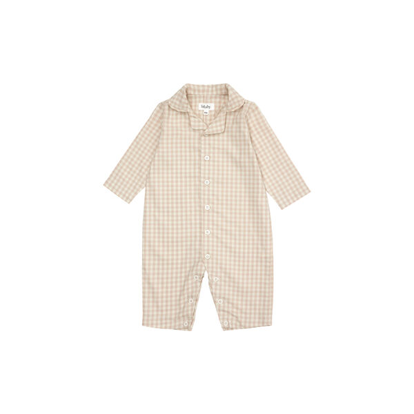 Classic PJ Suit, beige gingham, Lalaby