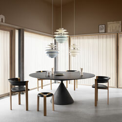 PH Snowball, dusty blue/high lustre chrome plated, Louis Poulsen