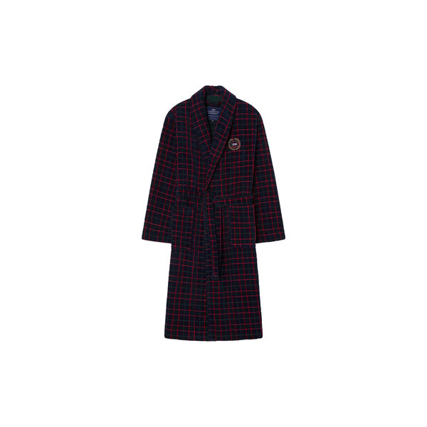 Checked Cotton Velour Robe Unisex | Navy/Green/Wine | Morgenk&aring;be, Lexington