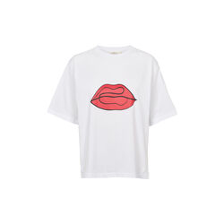 Raja Tee Red Lip, bright white/red lip, Basic Apparel