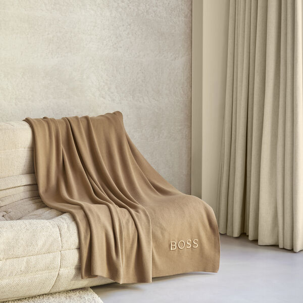 Bold Logo plaid, camel, BOSS Home