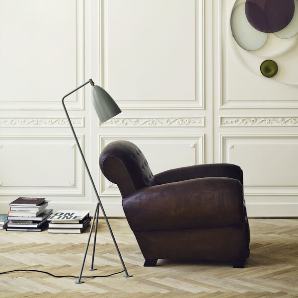 Gräshoppa Floor Lamp, dusty blue semi matt, GUBI