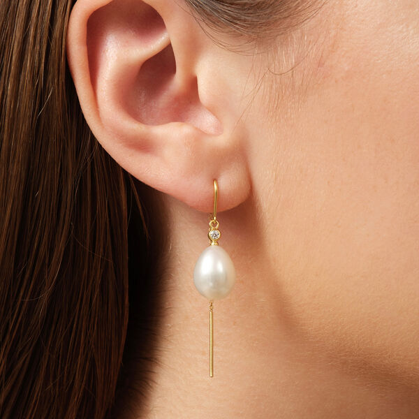Afrodite Chain Earring, gold/white pearl, Julie Sandlau