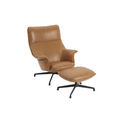 Doze Ottoman with Swivel Base, refine leather cognac/anthracite black, Muuto