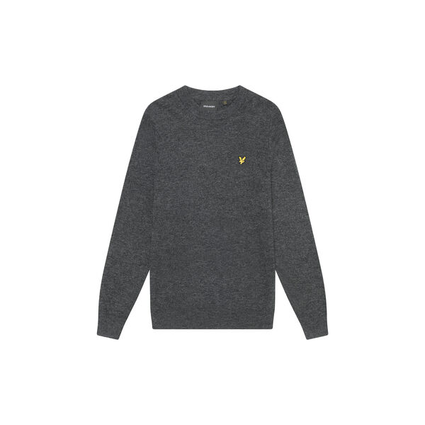 Lambswool Blend Crew Neck Jumper, charcoal marl, Lyle & Scott