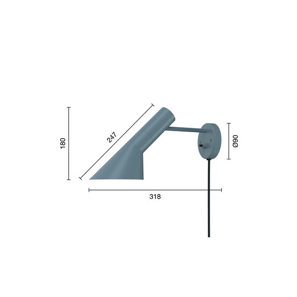 AJ væglampe, dusty blue, Louis Poulsen