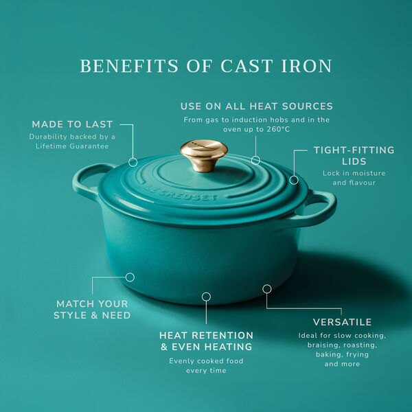 Signature rund st&oslash;bejernsgryde &Oslash; 28 cm, bleu riviera, Le Creuset