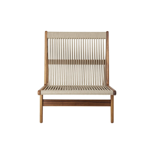 MR01 Outdoor Initial Lounge Chair, oiled iroko/sunfire melange beige/sand, GUBI