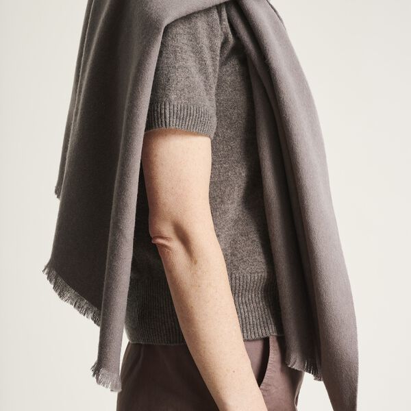 Kumo cashmere kort&aelig;rmet bluse, shark melange, BITTE KAI RAND