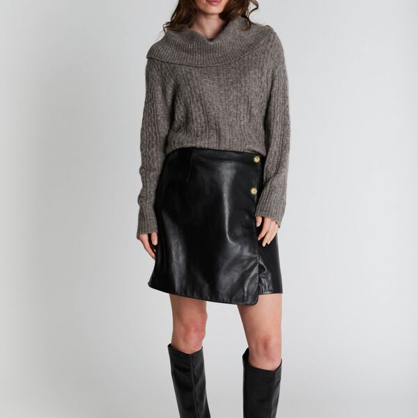 1034PBOKomi leather skirt, black, PBO