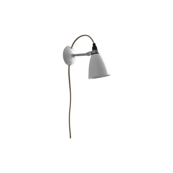Hector Small Dome Wall Light Plug with Switch & Cable, natural white, Original BTC