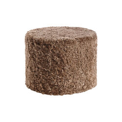 Puf i Newzealandsk korthåret & krøllet lammeskind, taupe, NATURES Collection