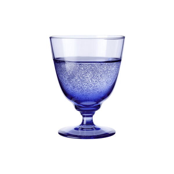 Flow glas på fod, mørk blå, Holmegaard