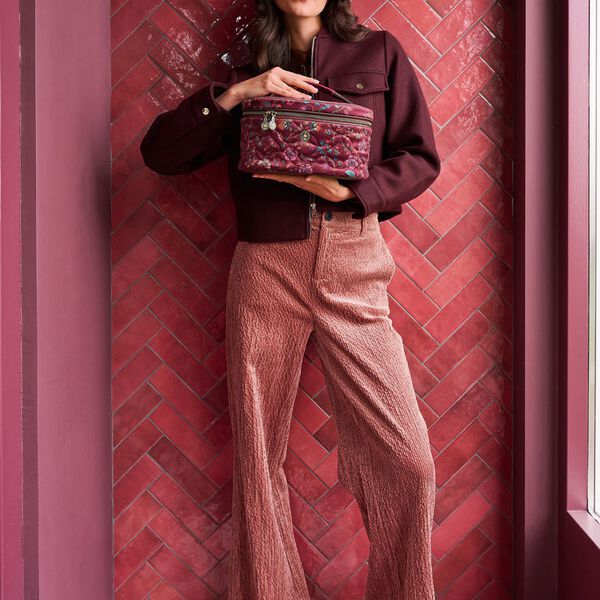Cleo Toiletry Bag FloraBangelore, dark pink, Pip Studio