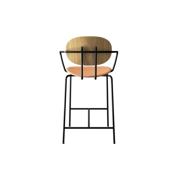 PIET HEIN Counter Chair with Arms, hvidpigmenteret eg/Silk Cognac PIET HEIN Counter Chair with Arms, hvidpigmenteret eg/Silk Cognac, Sibast Furniture