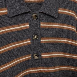 STORMASW STRIPED KNIT POLO, dark grey melange, Sofie Schnoor