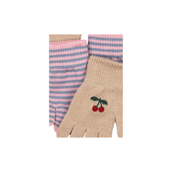 2 Pack Filla Gloves, cherry/stripe, Konges Sløjd