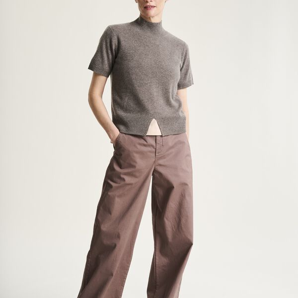 Kumo cashmere kort&aelig;rmet bluse, shark melange, BITTE KAI RAND