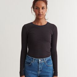 Ludmilla LS Tee, chocolate torte / black, Basic Apparel