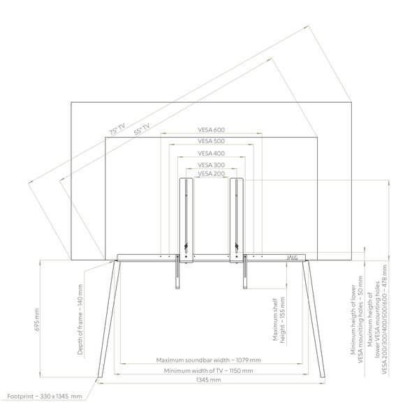 TV-stativ XL 55''-77'', oak, JALG