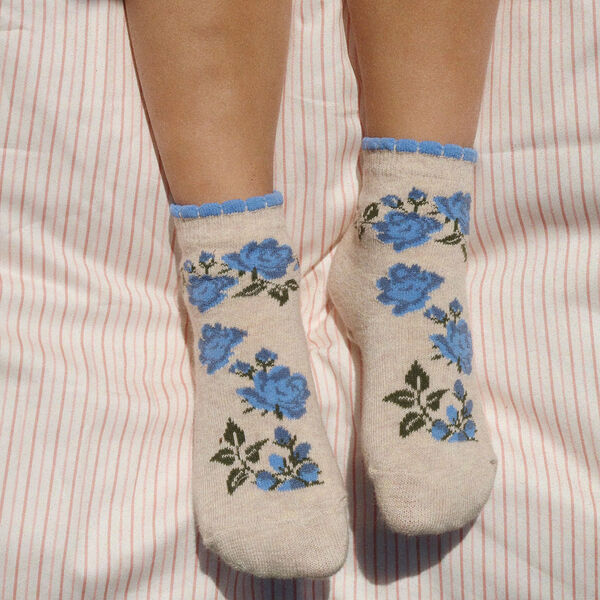 2 Pack Flower and Cherry Jacquard Socks, amarena/tramonto, Konges Sl&oslash;jd