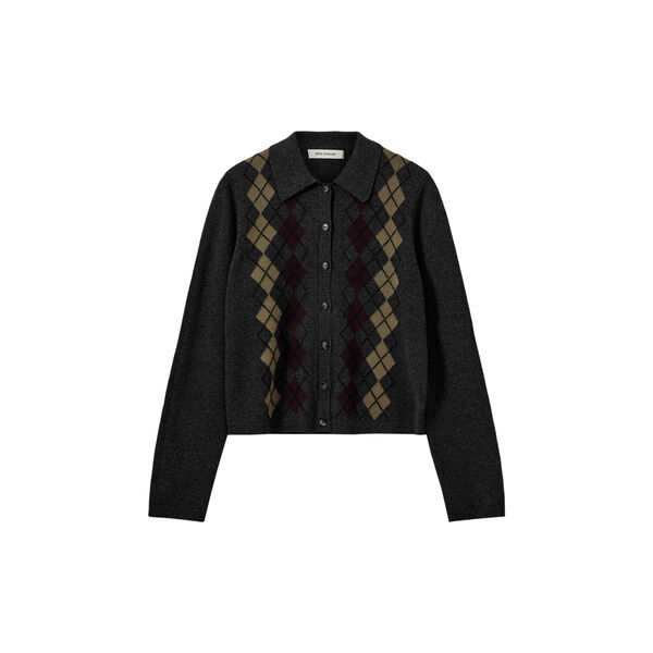 PAMINASW ARGYLE KNIT CARDIGAN, dark grey, Sofie Schnoor