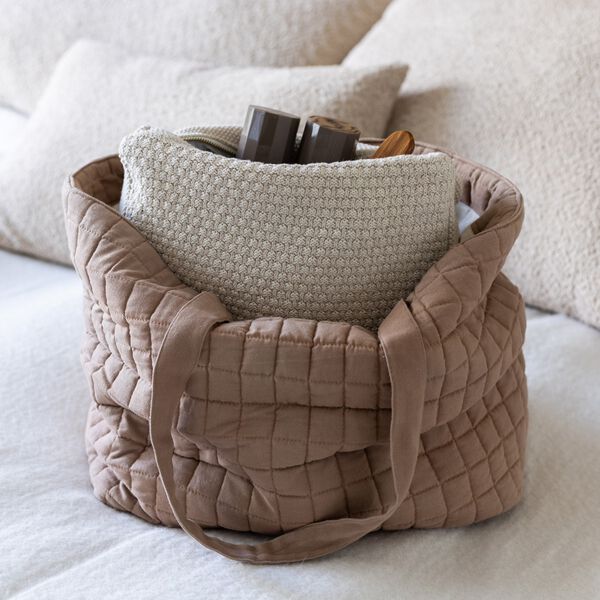 Strikket Toilettaske Petra, beige melange, By LOHN