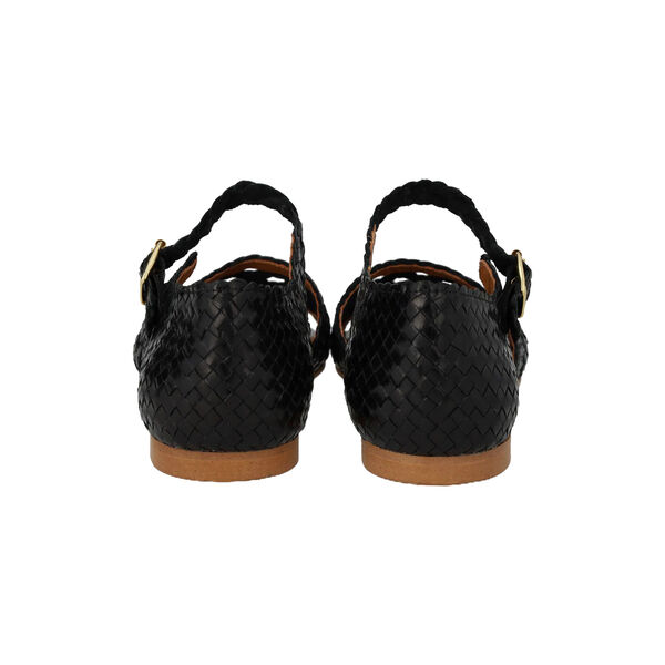 H&aring;ndflettet sandal med hulm&oslash;nster detalje, black, ANGULUS