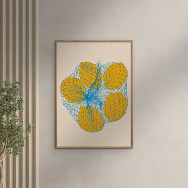 Five Lemons in a Net Bag, Poster & Frame