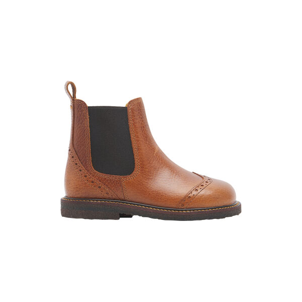 Chelsea støvle med brogue hulmønster, medium brown Chelsea støvle med brogue hulmønster, medium brown, ANGULUS