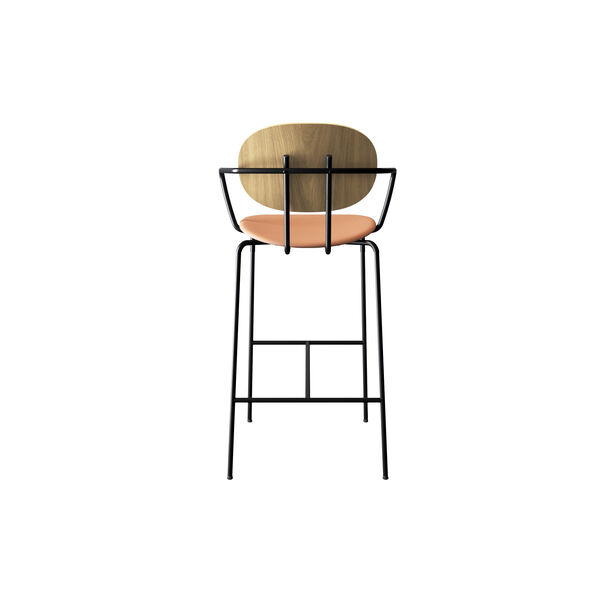 PIET HEIN Bar Chair with Arms, hvidpigmenteret eg/Silk Cognac, Sibast Furniture