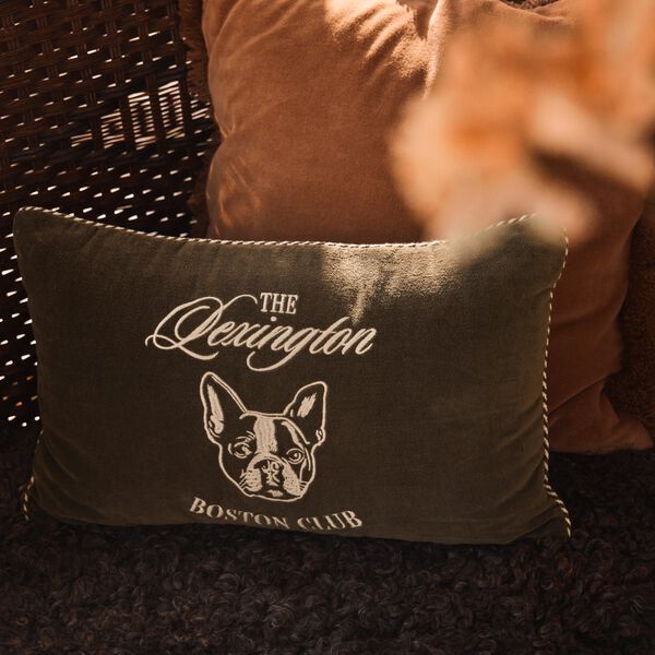 Boston Club Velvet Pillow | Olive/Lt Beige | Pyntepude, Lexington