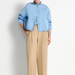 Cotton barrel pants with pleats, caffee latte, Rich & Royal