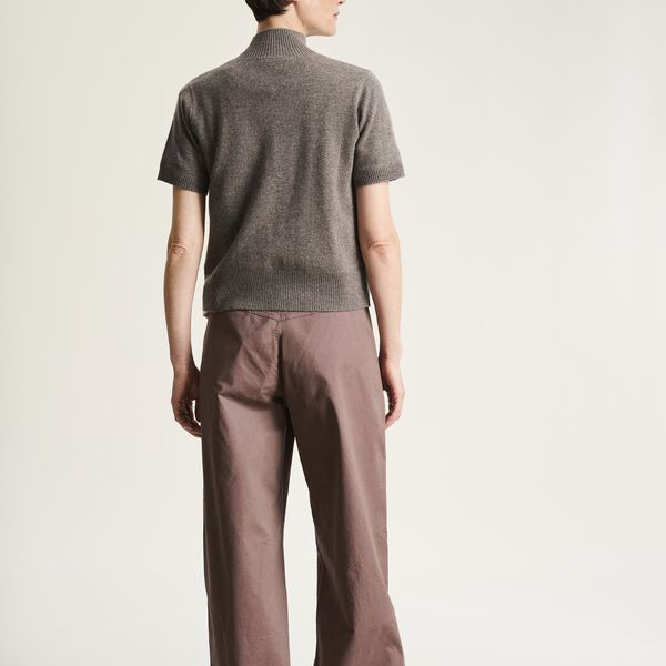 Kumo cashmere kort&aelig;rmet bluse, shark melange, BITTE KAI RAND